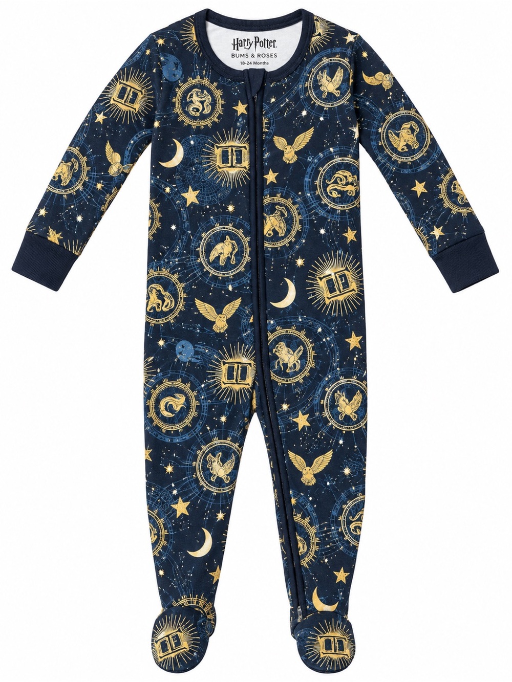 Bums & Roses Harry Potter Celestial Bamboo Zippy Pajamas 18-24M